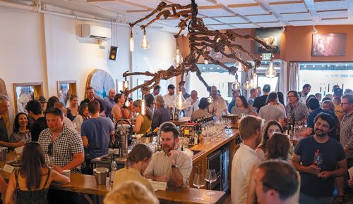 A crowd of wine enthusiasts at HiFi’s recent Temperance Hill Vineyard Terroir Session. ## Photo by JD McLelland