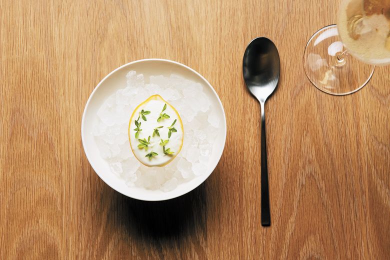 Expect unexpected dishes, such as Meyer lemon, cultured cream and lemon thyme. ##Photo by Evan Sung
