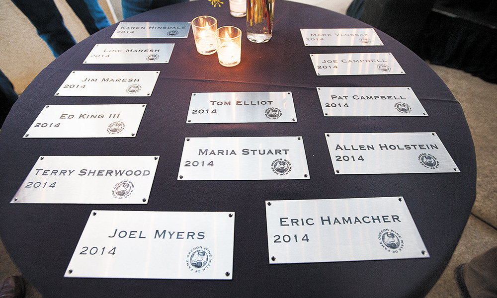 Plaques to be installed on the Oregon Wine Walk of Fame. ##Photo by Marcus Larson