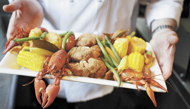 Crispy
Sweetbreads and Crayfish Boil as seen in The Paley s Place Cookbook. ##Photo by John Valls